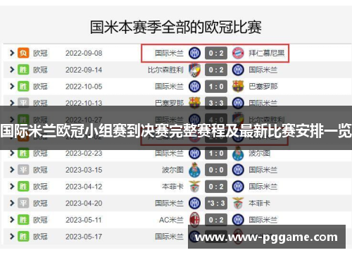 国际米兰欧冠小组赛到决赛完整赛程及最新比赛安排一览