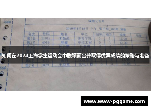 如何在2024上海学生运动会中脱颖而出并取得优异成绩的策略与准备