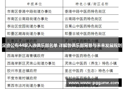 足协公布44家入选俱乐部名单 详解各俱乐部背景与未来发展规划
